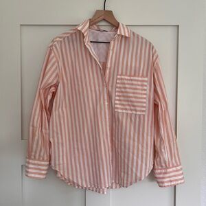 AYR the perfect shirt Striped Peach and White Button-Up Shirt